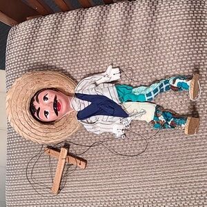 Mexican String Puppet Marionette Titere Folk Art Mexico Handmade Play Toy -READ